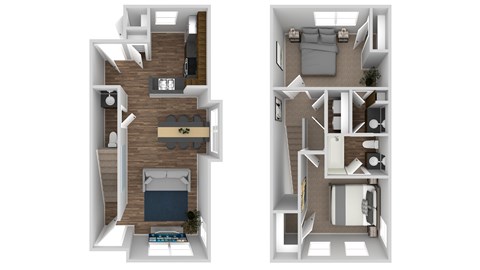 Floor plan for 2 beds, 1.5 baths, 871 sqft